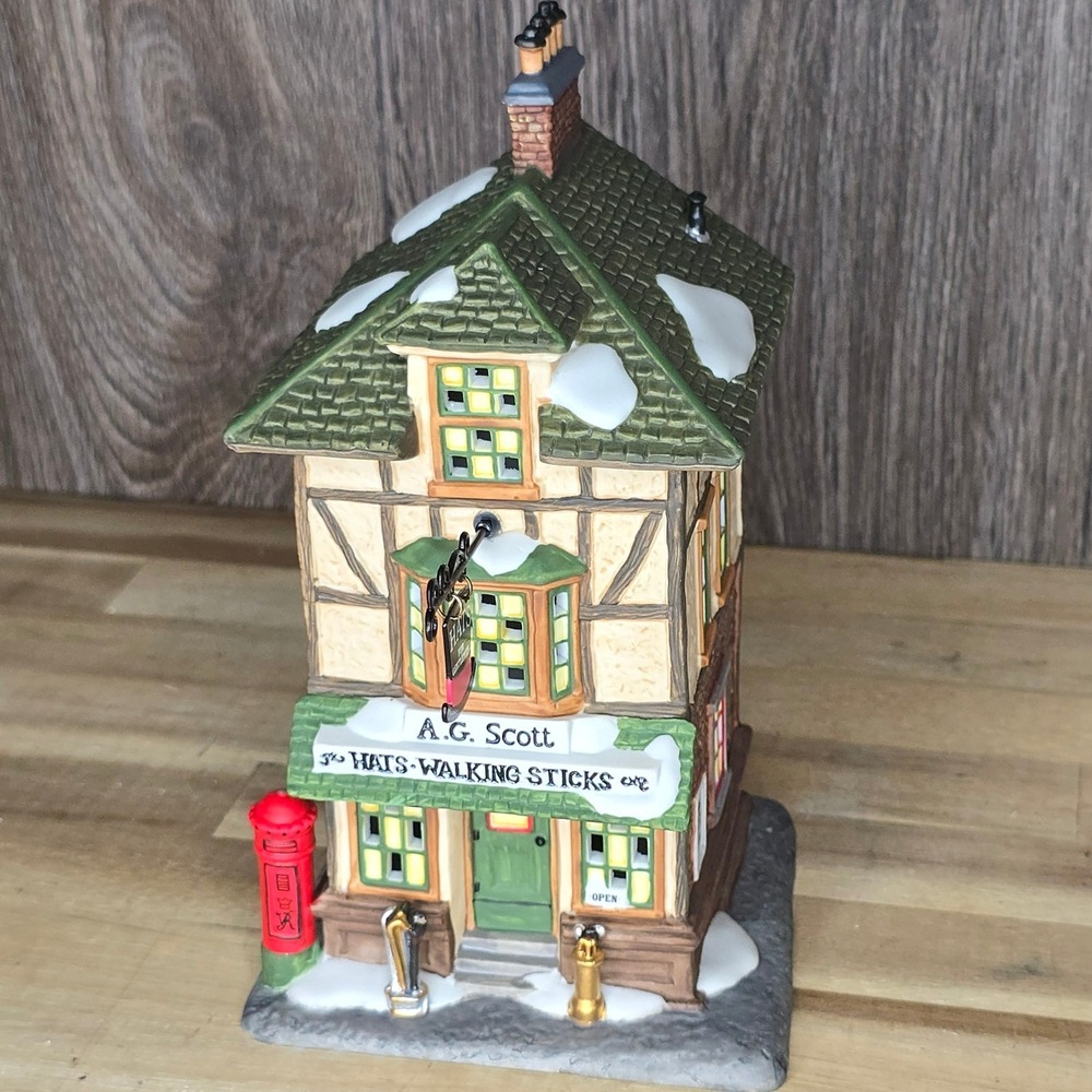 Dept 56 A.G. Scott Hats & Walking Sticks Dickens Village Lighted In Box